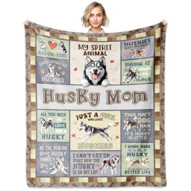 Imagem de FIOUNG Presentes Husky para mulheres e meninas, cobertor Husky 152 cm x 127 cm, presentes Huskies para mães amantes, presente para donos de cães Huskie, decorações femininas para aniversário, Natal