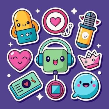 Imagem de Adesivos Decorativos Kawai para Crianças de Quarto e Cadernos Emojis Felizes Set de Diversão 30x30cm