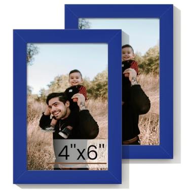 Imagem de Heimlove Conjunto de 2 porta-retratos 10 x 15 cm, porta-retratos azuis, 10 x 15 cm, porta-retratos 10 x 15 cm, colagem de parede para galeria de parede ou suporte de parede, moldura de pôster para