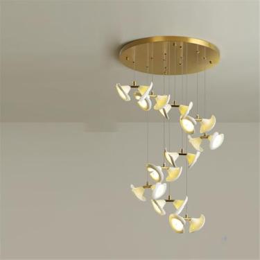 Imagem de Luminária pendente LED contemporânea para duplex, ideal para sala de estar, restaurante, quarto, villa, hotel, com design giratório e 10 lâmpadas (CB)