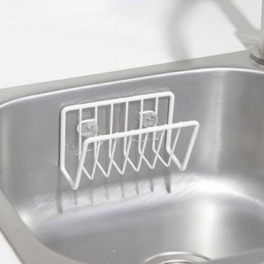 Imagem de Suporte de esponja para pia de cozinha; suporte de esponja com ventosa; design de cesta de arame aberto de secagem rápida com ventosas
