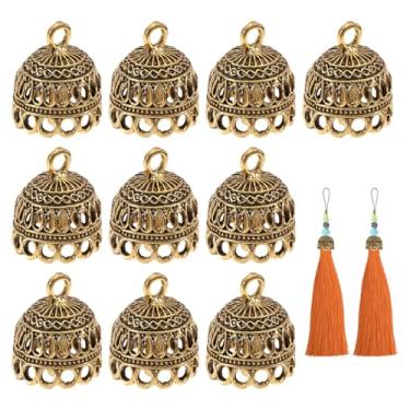 Imagem de CHGCRAFT 10 peças de pontas de cordão de metal de coluna, pingentes redondos de borla, tampas de extremidade de borla, estilo tibetano, kit de fabricação de pulseiras, ouro antigo