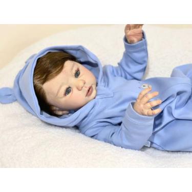 Imagem de Bebê Reborn Menino Realista Toma Banho Corpo Inteiro Silicone Cabelo F