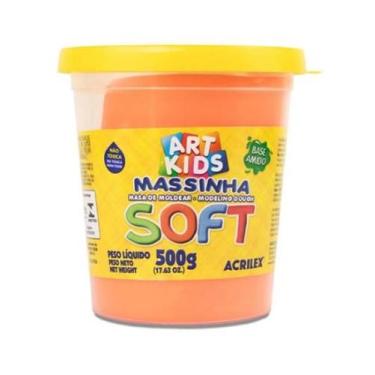 Imagem de Massinha Escolar De Modelar 500g Gramas Para Brincar - Acrilex, Laranj