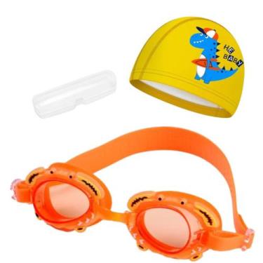 Imagem de Kit touca e óculos de natação infantil piscina com desenhos divertidos