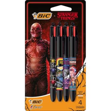 Imagem de 530028 - Caneta Escrita Média Retrátil, 4 Cores collab Stranger Things Retro, BIC, 4 Unidades