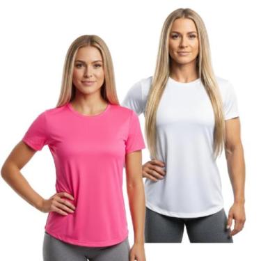 Imagem de Kit 2 Camisetas Dry Fit Feminina Manga Curta Trendixx Ptroteção UV  Se