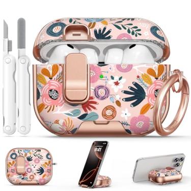 Imagem de Polislime Capa para AirPod Pro 3 2025, com trava de segurança e suporte de telefone para AirPod Pro 3 geração rosa capa para mulheres femininas, capas para iPod Pro 3 com chaveiro e kit de limpeza