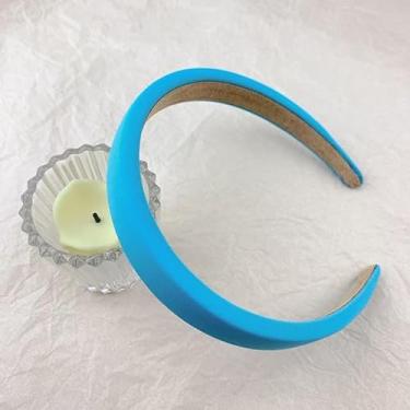 Imagem de Bandanas azuis para mulheres e meninas, espessas, acolchoadas, de seda, cetim, faixa de cabelo liso, argolas largas para cabeça de esponja, vintage, faça você mesmo, acessórios de cabelo modernos para