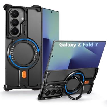 Imagem de XAOVUIR Capa para Samsung Galaxy Z Fold 7 com suporte magnético, suporte giratório para capa de alumínio metal Z Fold7, capa de telefone fina sem moldura para Galaxy Z Fold 7 com proteção à prova de
