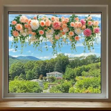 Imagem de PLIGREAT 2 folhas adesivos de janela floral em aquarela, buquê de flores, adesivos de janela, decalques florais de plantas para sala de estar, quarto, cozinha, loja de férias, decoração de exibição de