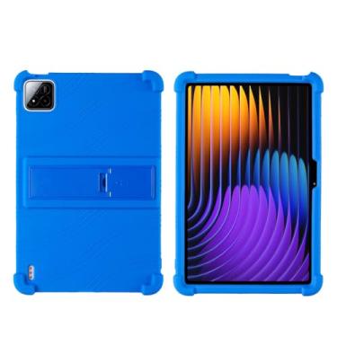 Imagem de QYiiD Capa para Xiaomi Pad 7 Pro/Pad 7 11,2 polegadas 2024, capa protetora dobrável de silicone leve para crianças para Xiaomi Mi Pad 7/Mi Pad 7 Pro de 11,2 polegadas, azul