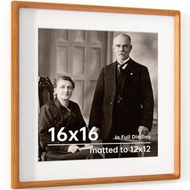 Imagem de Dreamland Porta-retrato 40,6 x 40,6 cm, molduras de madeira de teca maciça, foscas até 30,5 x 30,5 cm, molduras de madeira de carvalho natural feitas à mão com canto arredondado com tela de vidro