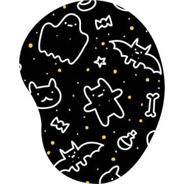 Imagem de Mouse Pad Ergonômico Gota Fantasmas Morcegos Halloween Preto