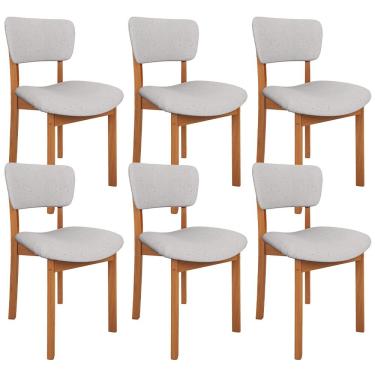 Imagem de Kit 06 Cadeiras Para Sala de Jantar Cozinha Living Estofada Dara L02 Linho Cinza - Lyam Decor