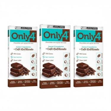 Imagem de Kit 3 chocolate vegano 70% cacau café 70g zero açucar only4