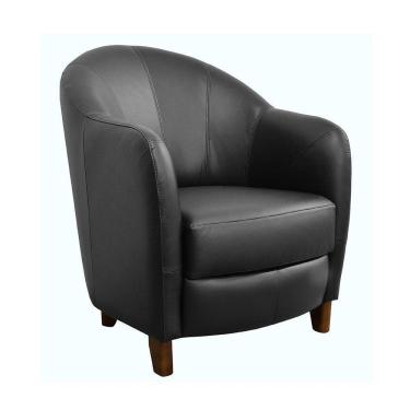 Imagem de Poltrona Kairós com Pés Madeira Couro Negro
