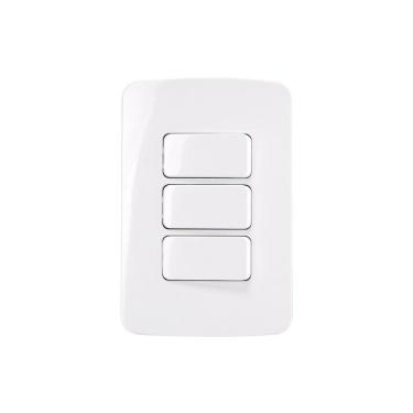 Imagem de Interruptor Simples Triplo Margirius B3 10a Com Placa 4x2 Branco Branco