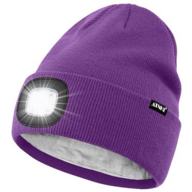 Imagem de Gorro iluminado por LED ATNKE USB recarregável 4 LED