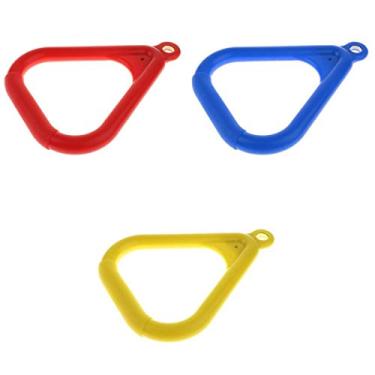 Imagem de Heavy Duty 3-Piece Coated Swing Rings Set - Playground Trapeze Swing Accessories for Kids & Adults - Indoor/Outdoor Hanging Gymnastics Equipment - Red, Blue, Yellow
