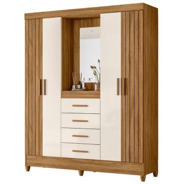 Imagem de Guarda Roupa Casal Capela 4p 165 Cm Atenas Freijo Off White Moval