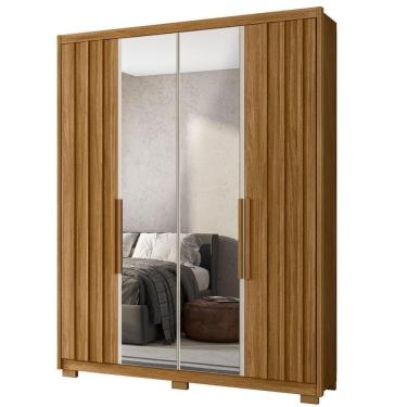 Imagem de Guarda Roupa Casal Espelho 4 Portas 176 Cm California Freijo Off White Moval