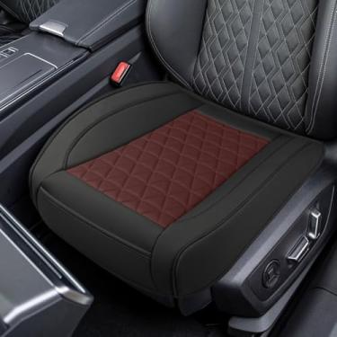 Imagem de Capa de assento de carro de couro sintético de luxo, protetor de assento frontal universal antiderrapante à prova d'água com bolso de armazenamento, almofada de assento de veículo padrão triangular