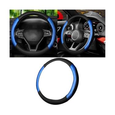 Imagem de Sandfren Capa de volante de carro, protetor de roda respirável de couro de fibra de carbono, antiderrapante, acessórios internos automotivos de 38 cm, universal para SUV de 15 polegadas, Sedan