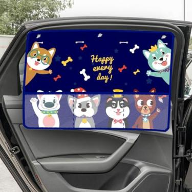 Imagem de DUSCOKE Persiana blackout para janela de carro para bebês – Cortinas de para-sol para janela lateral do carro com 7 ventosas e bolso de armazenamento – Padrão de desenho animado fofo proteção contra o