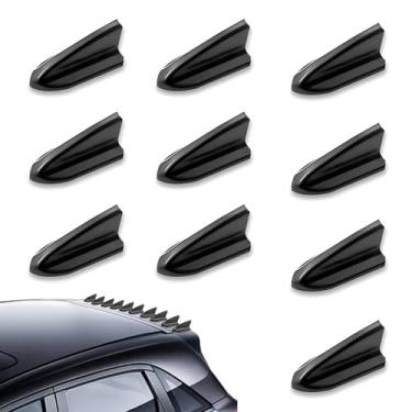Imagem de Dogary Kit difusor de tubarão com 10 peças, spoiler de teto estéreo 3D, gerador de vórtice de ar modificado para carro à prova d'água para capô de teto, antena falsa universal para decoração (preto)
