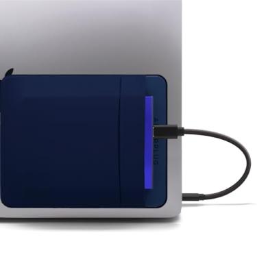 Imagem de AFTERPLUG A [2 bolsos] Bolsa de viagem para disco rígido externo para laptop, suporte reutilizável para mouse/fones de ouvido/HDD/SSD externo portátil — Seagate, WD, LaCie, SanDisk - Azul