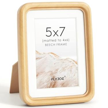 Imagem de Porta-retrato 12 x 18 cm, moldura de madeira de faia natural com vidro temperado, moldura de madeira de canto arredondado feita à mão, 12,8 x 17,8 cm, fosco para fotos de 10 x 15 cm, tela de parede ou