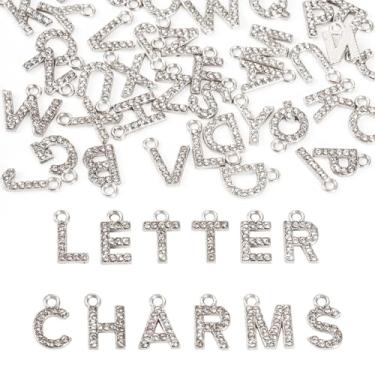 Imagem de Spritewelry Pingentes de letras, pingentes de letras de strass completo para fabricação de joias, liga dourada maiúscula A-Z, letras do alfabeto, pingentes para colar, pulseira, brincos, chaveiros