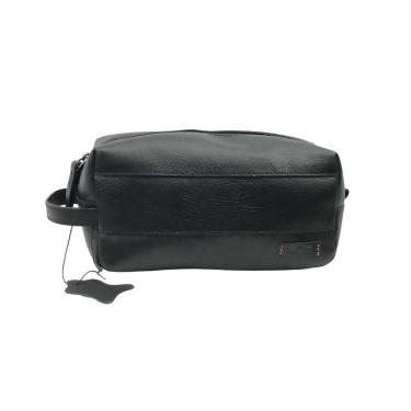 Imagem de Necessaire Masculina Preta Com Alça Em Couro