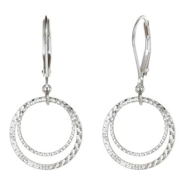 Imagem de Brinco com pingente circular para mulheres, personalidade, redondo, alavanca, geométrico, textura de martelo, brinco de argola de cobre, acessório simples de formatura, Large, Liga de aço, Sem pedra