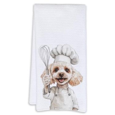 Imagem de Cabana Bro Toalhas de cozinha engraçadas de chef, presentes para mães poodle, presentes para amantes de cães, toalhas decorativas de prato de chá de mão para cozinha, 40 x 61 cm