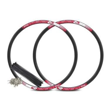 Imagem de Par Aro 29 e Raio Rimaxx R29 Aero 36F Preto Vermelho
