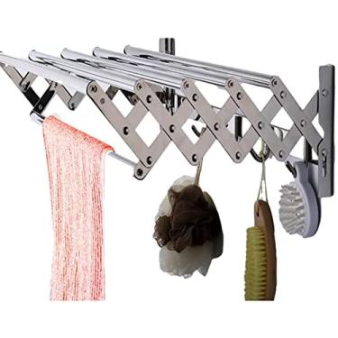 Imagem de Rack de secagem de armazenamento fácil para uso doméstico, suporte na parede, acordeão, expansível, retrátil, arejador, doméstico, fácil armazenamento, estante de secagem, barra de toalha de banheiro