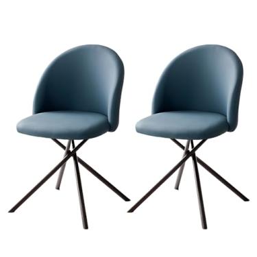 Imagem de Cadeiras de jantar modernas estofadas giratórias com pernas de metal, conjunto de 4 cadeiras de cozinha ergonômicas cinza para sala de estar, sala de jantar, penteadeira