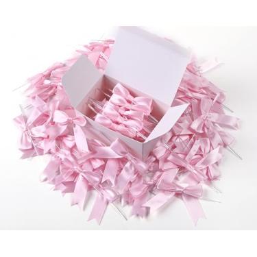 Imagem de Rokateam 80 peças de laços torcidos rosa para presente – laços de fita de 6 cm para embrulho, chá de bebê, aniversário, lembrancinhas de festa, artesanato faça você mesmo, casamento, bolsas de férias