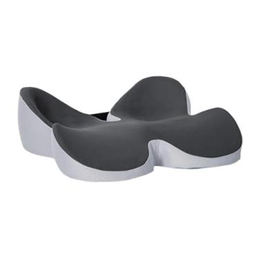 Imagem de Zialofi Almofada de assento de espuma viscoelástica com design curvo, multiuso para cadeira de escritório, carro, caminhão, suporte para cóccix confortável, Cinza