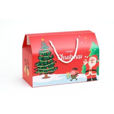 Imagem de zig zag Caixas decorativas de Natal (pacote com 10 peças) – Ideal para presentes infantis, lembrancinhas de festa, celebração, presentes de devolução e presentes festivos, caixas de papel impressas de