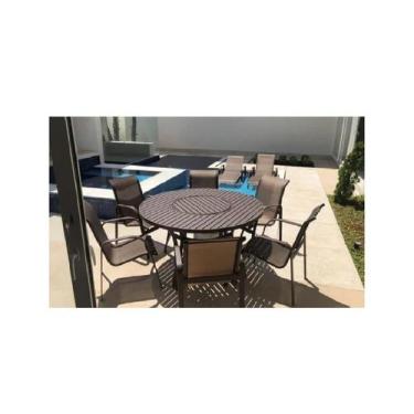 Imagem de Mesa Giratória De Alumínio Com 6 Cadeiras Tela Para Piscina - Sarah Mó