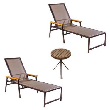 Imagem de Kit com 2 Espreguiçadeiras para piscina de tela sling estrutura em alu