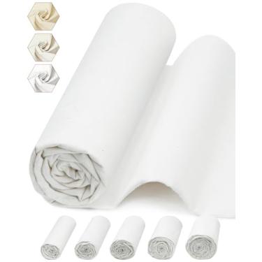 Imagem de FIVEIZERO Tecido de musselina 100% algodão por jarda, 160 cm x 1 jardas panos de musselina de algodão branqueado branco – Tecido chita bege de peso médio para costura, acolchoamento, bordado