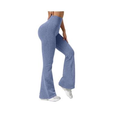 Imagem de Calças De Yoga Femininas De Cintura Alta Com Boca De Sino, Ajuste Just