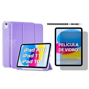 Imagem de Capa para iPad (A16) 11ª Geração 11" 2025 / iPad 10ª Geração 10,9" 2022 – Case Suporte Apple Pencil e USB-C Pencil, Auto Wake/Sleep, Capa Magnética (Lilás, Capa + Película + Caneta)