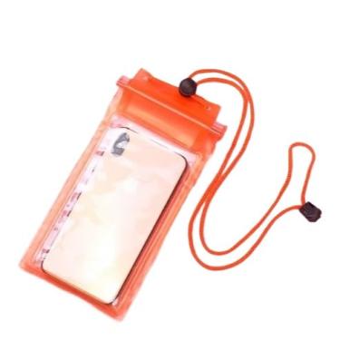 Imagem de Bolsa Prova d'Água Celular 6,7", Transparente Universal Impermeável, Ideal para Praia e Piscina(Laranja)
