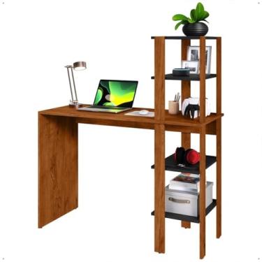 Imagem de Escrivaninha Mesa Com Prateleiras Reversível Office Escritório Estudos(Freijó/Preto)