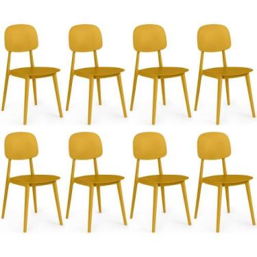 Imagem de Kit 8 Cadeiras Itália para Sala/Cozinha em Polipropileno - Amarelo - M